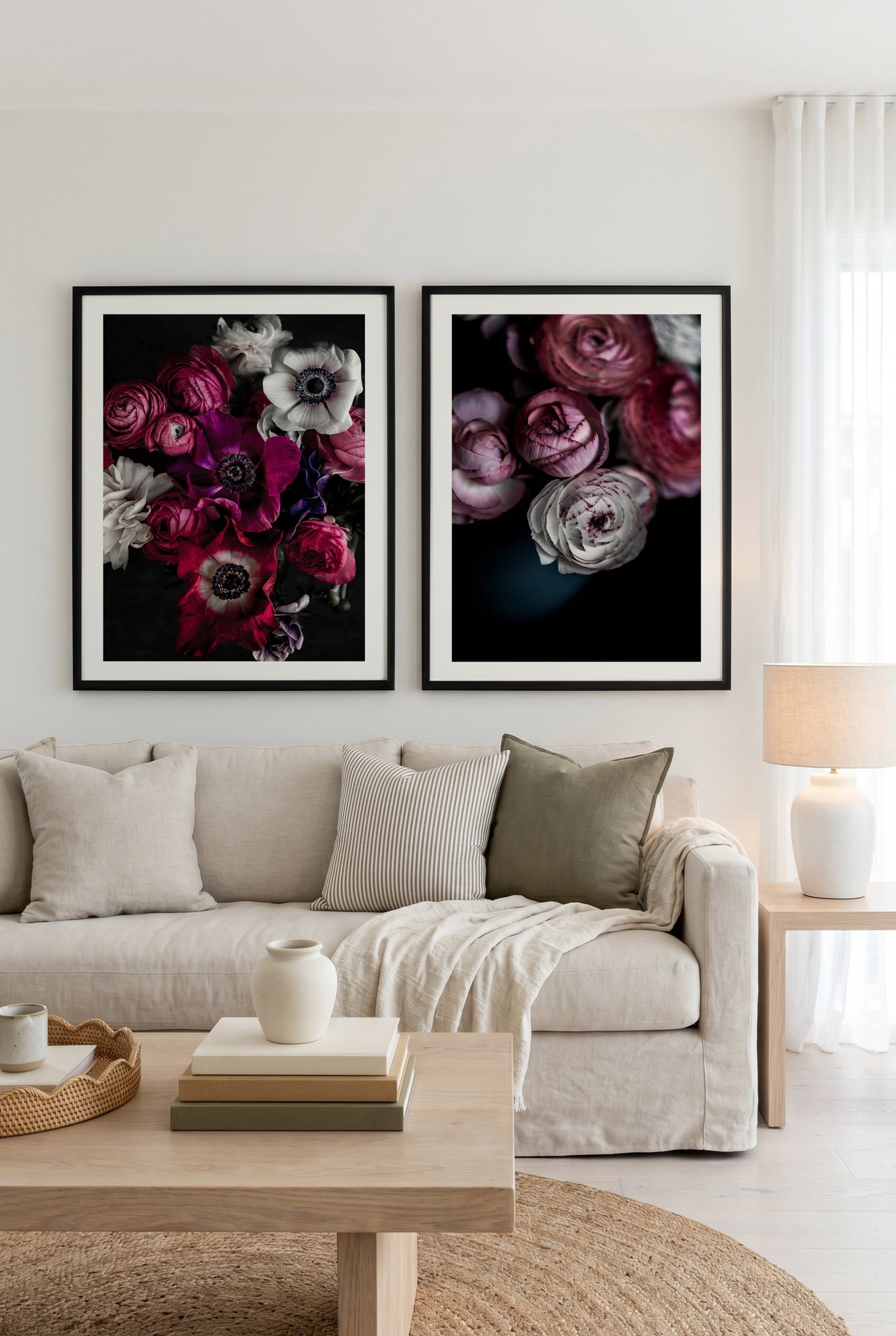 Dark Flowers I & II by Mareike Bohmer Art Print Set of 2 | Matching Wall Art