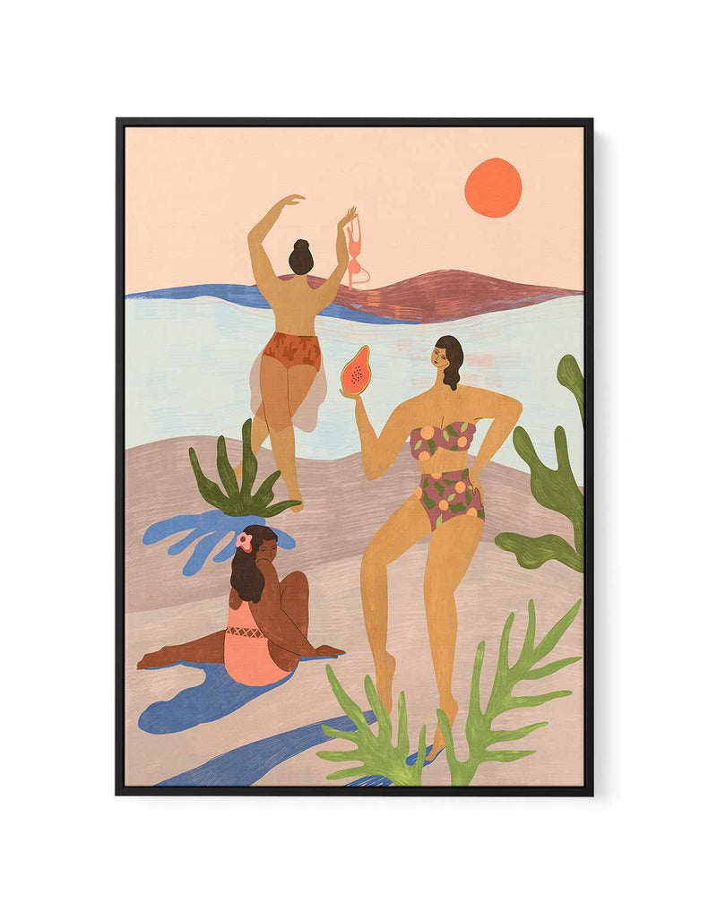 Day At The Beach by Arty Guava | Framed Canvas Art Print