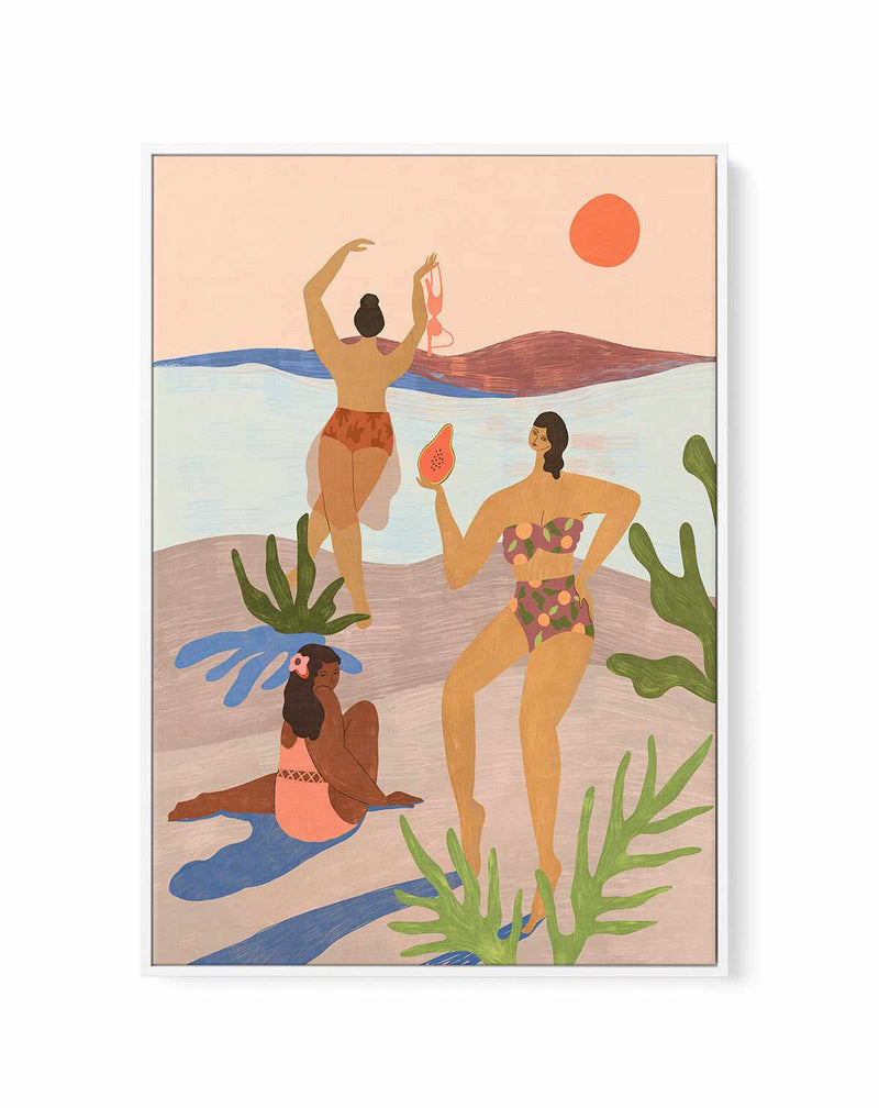 Day At The Beach by Arty Guava | Framed Canvas Art Print