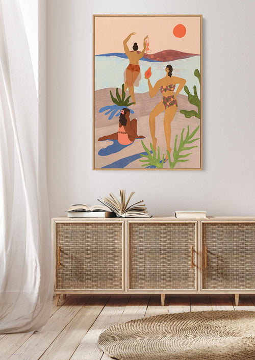 Day At The Beach by Arty Guava | Framed Canvas Art Print