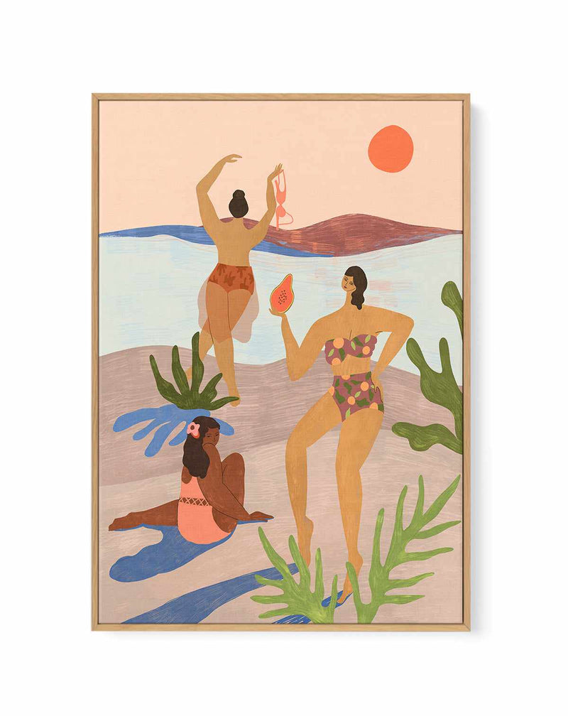 Day At The Beach by Arty Guava | Framed Canvas Art Print