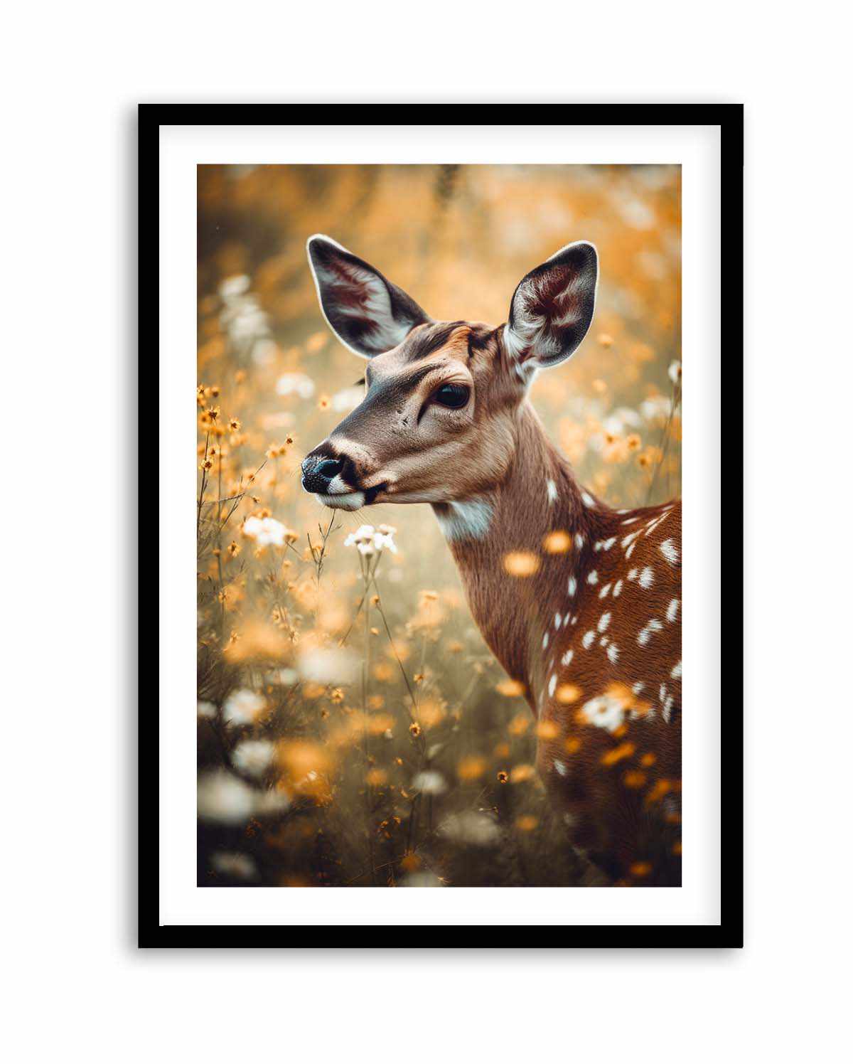 Deer In Flower Field by Treechild | Art Print