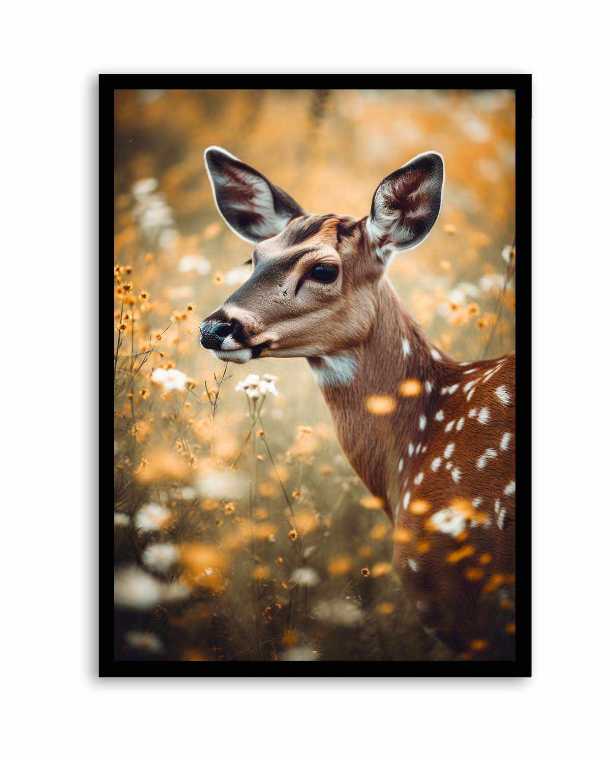 Deer In Flower Field by Treechild | Art Print