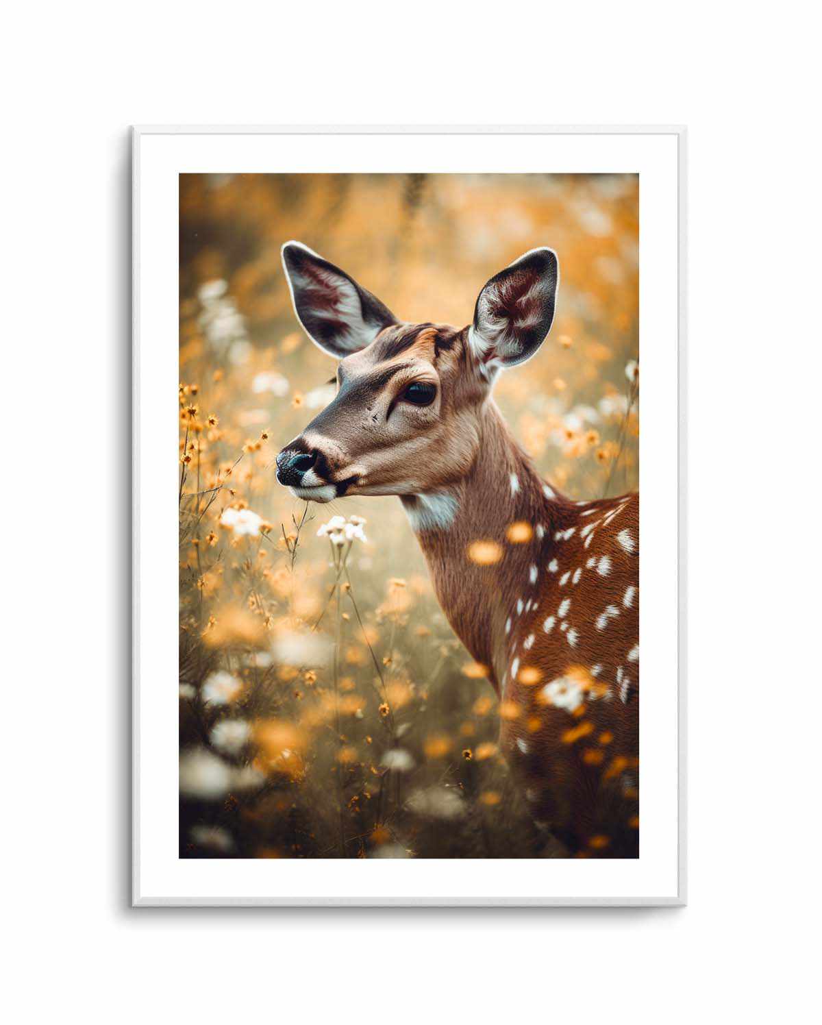 Deer In Flower Field by Treechild | Art Print