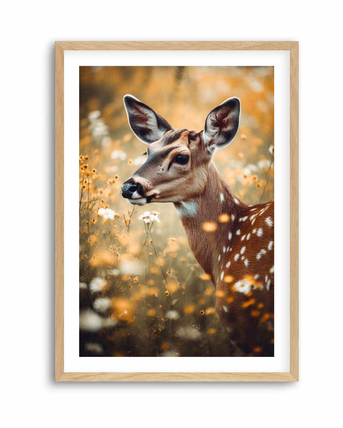 Deer In Flower Field by Treechild | Art Print