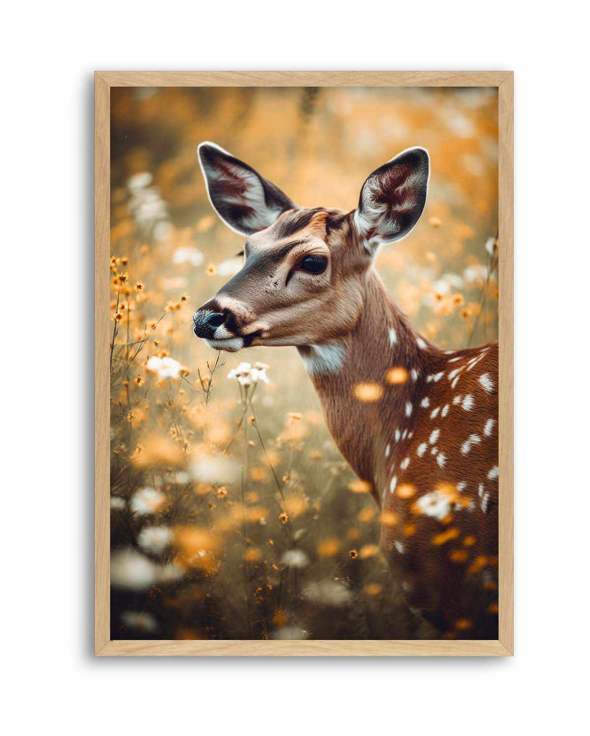 Deer In Flower Field by Treechild | Art Print