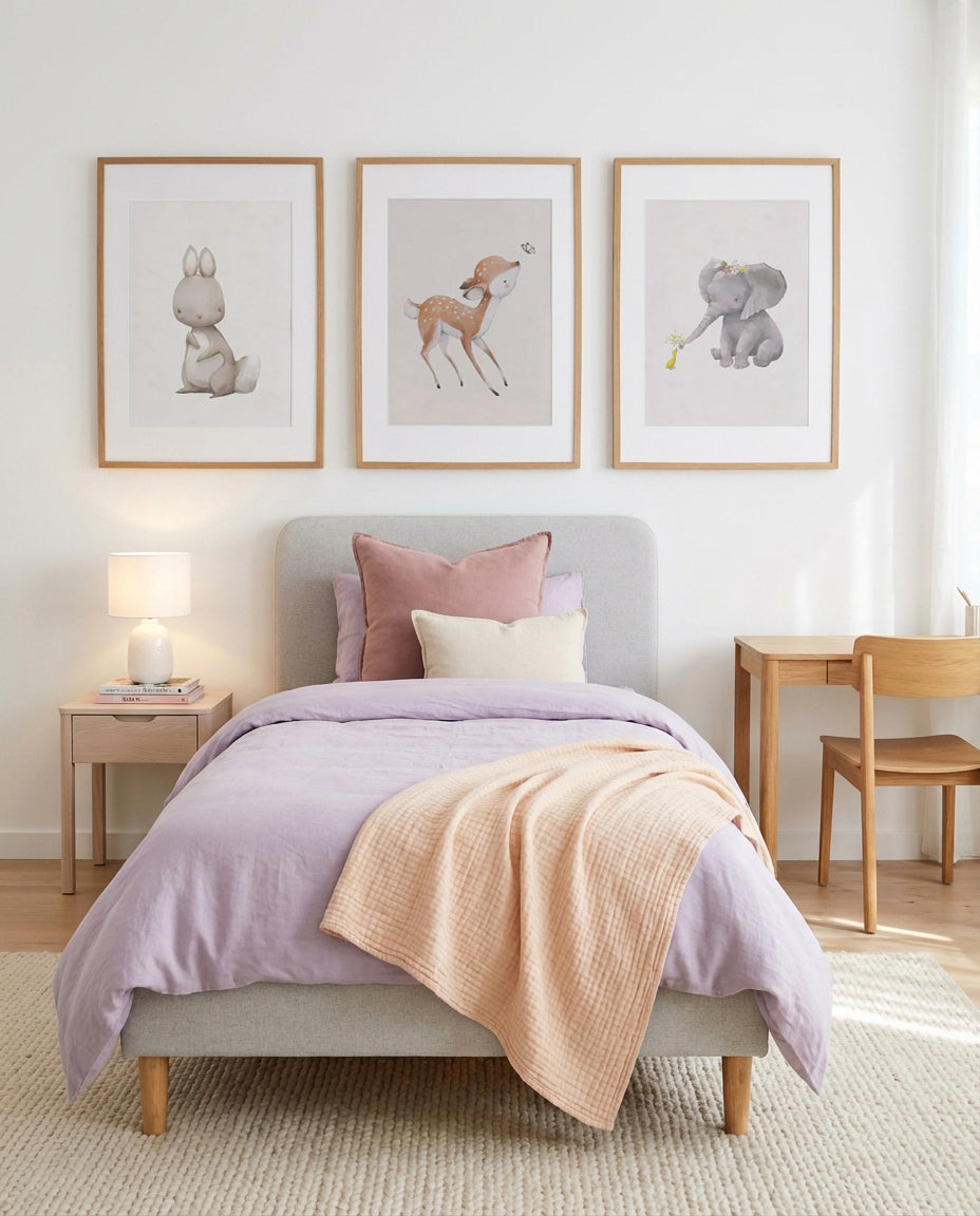 Deer Butterfly, Little Rabbit & Elephant Duck | 3 Piece Wall Art Set