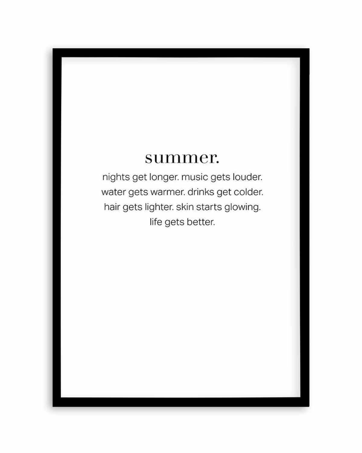 Definition Of Summer Art Print