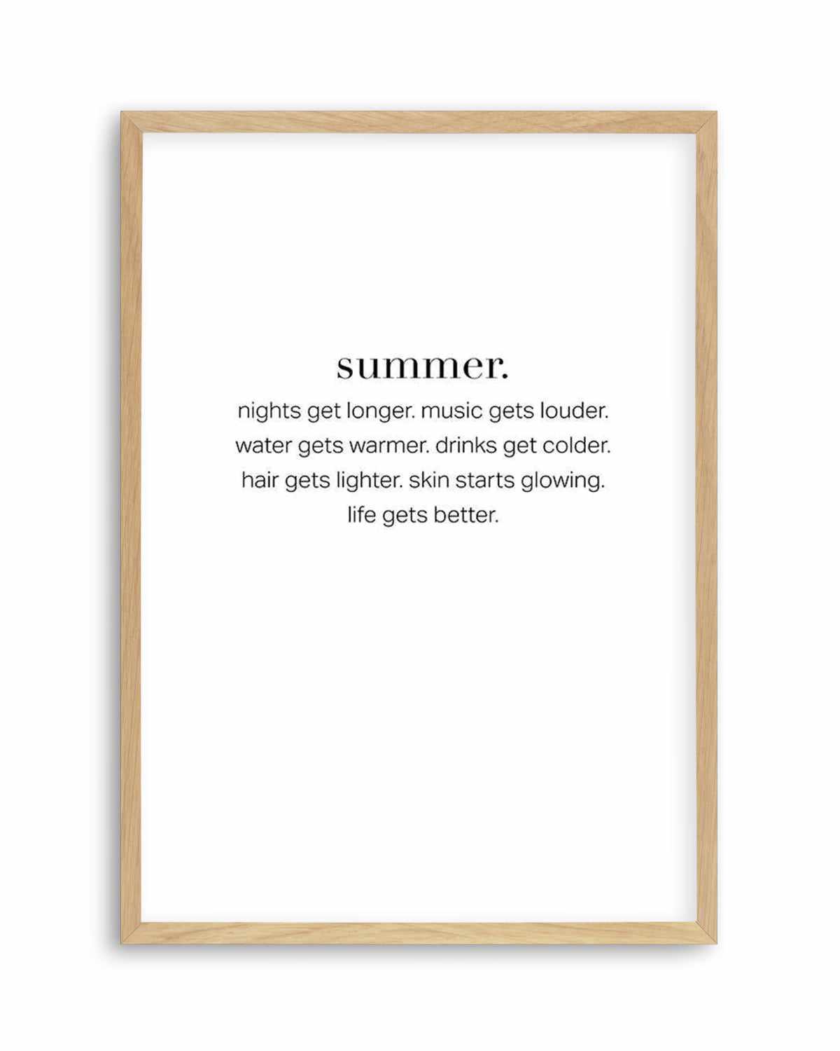 Definition Of Summer Art Print