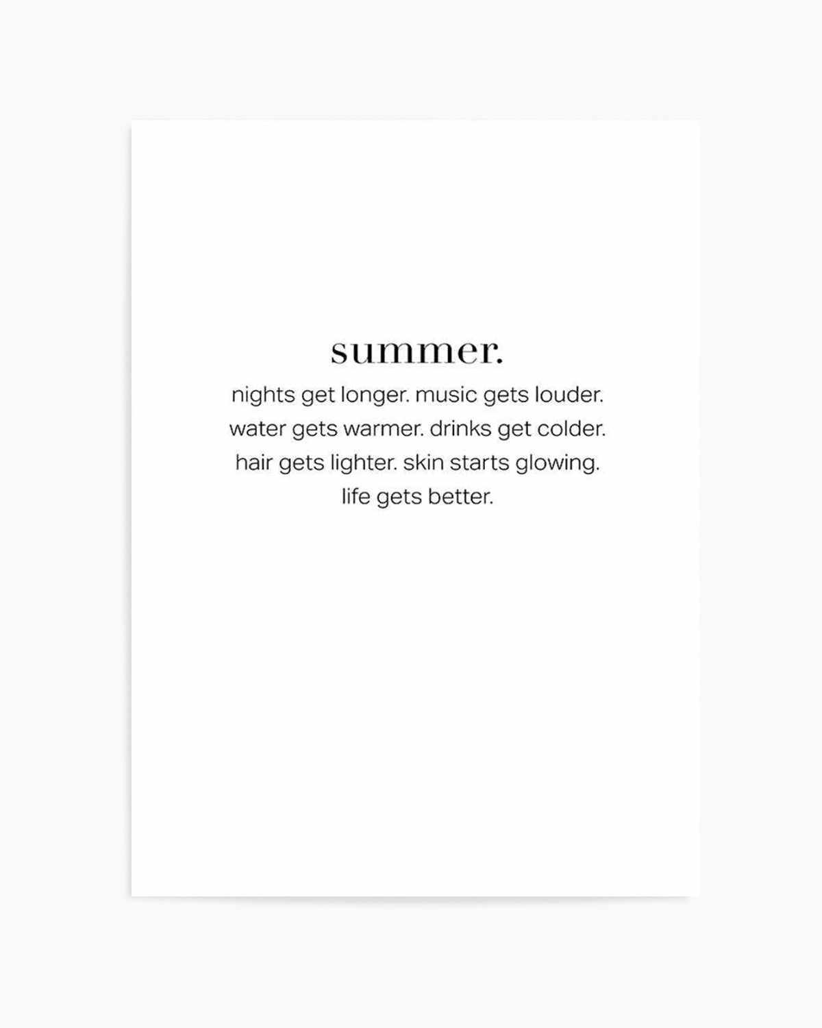 Definition Of Summer Art Print