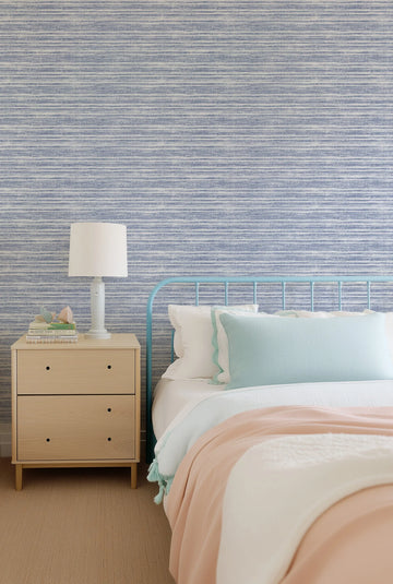 Denim Stripe Wallpaper from Olive et Oriel where you can shop wallpaper and artworks online