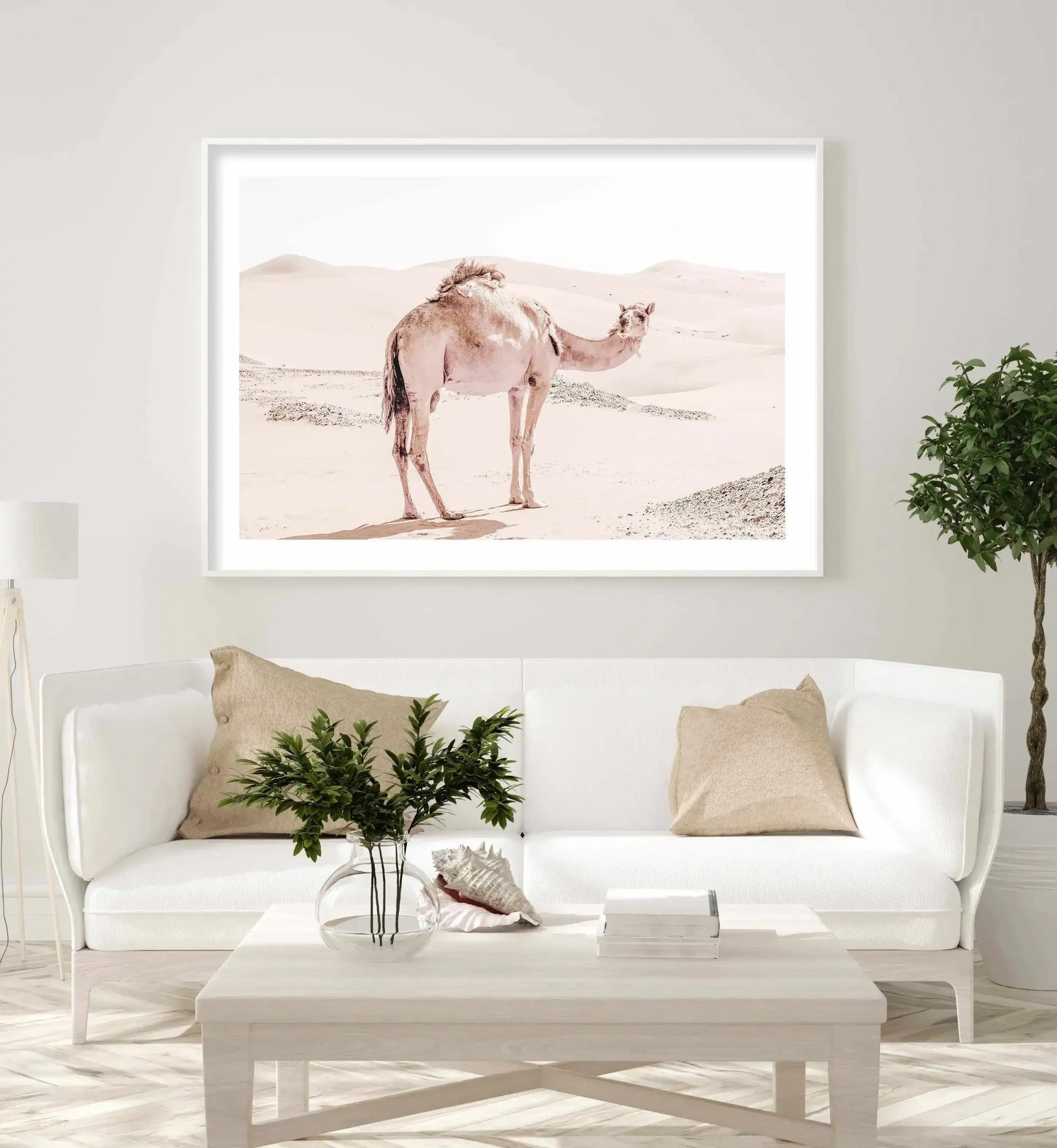 Desert Camels I Art Print-Shop Australian Art Prints Online with Olive et Oriel - Our collection of Moroccan art prints offer unique wall art including moroccan arches and pink morocco doors of marrakech - this collection will add soft feminine colour to your walls and some may say bohemian style. These traditional morocco landscape photography includes desert scenes of palm trees and camel art prints - there is art on canvas and extra large wall art with fast, free shipping across Australia. Up