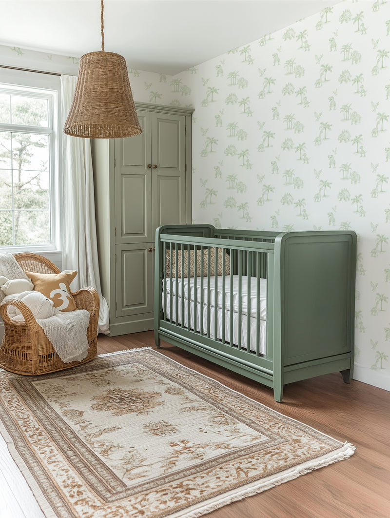 Dino Palms in Sage Green Wallpaper from Olive et Oriel where you can shop wallpaper and artworks online