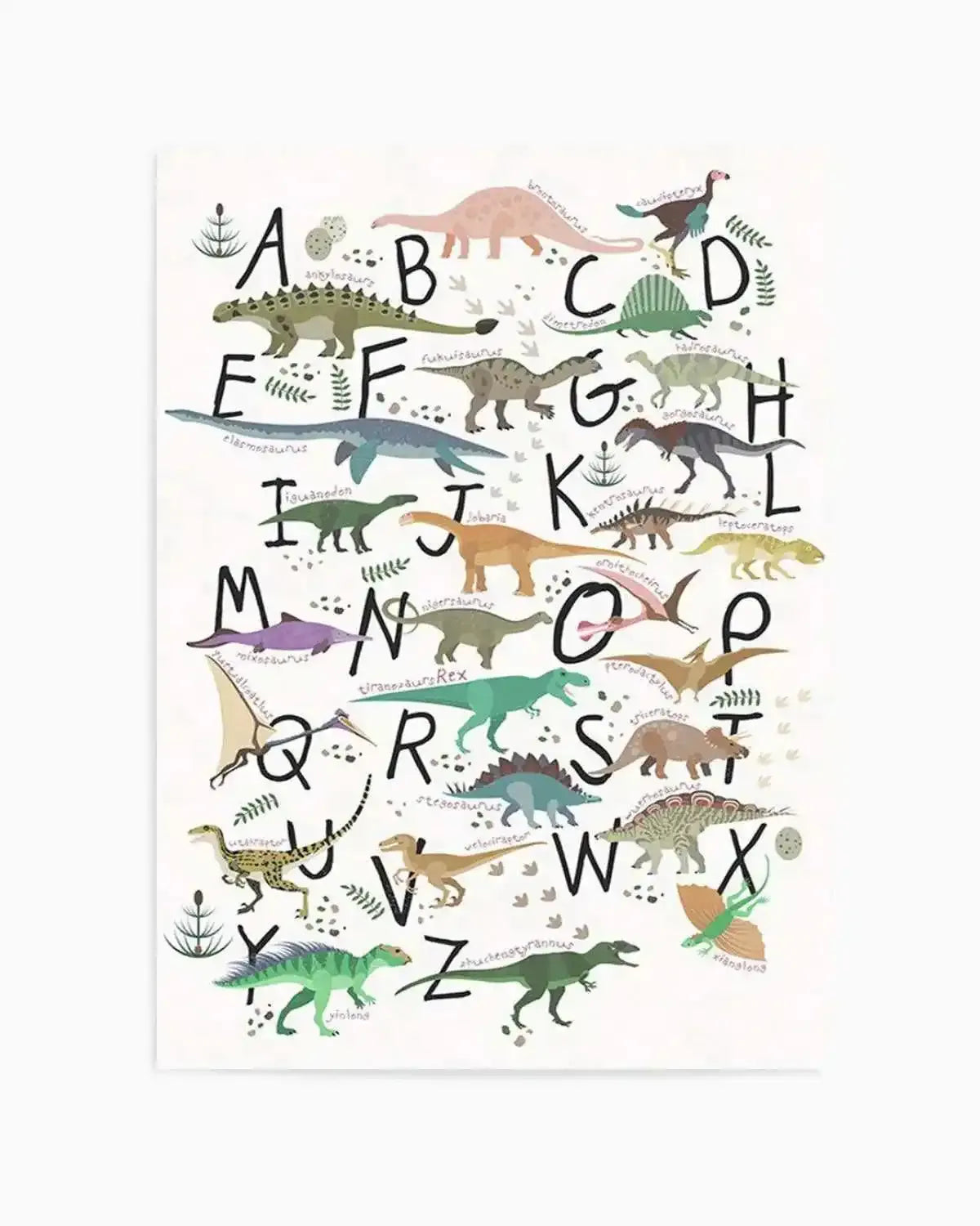Dinosaur Alphabet Art Print from Olive et Oriel where you can shop wallpaper and artworks online
