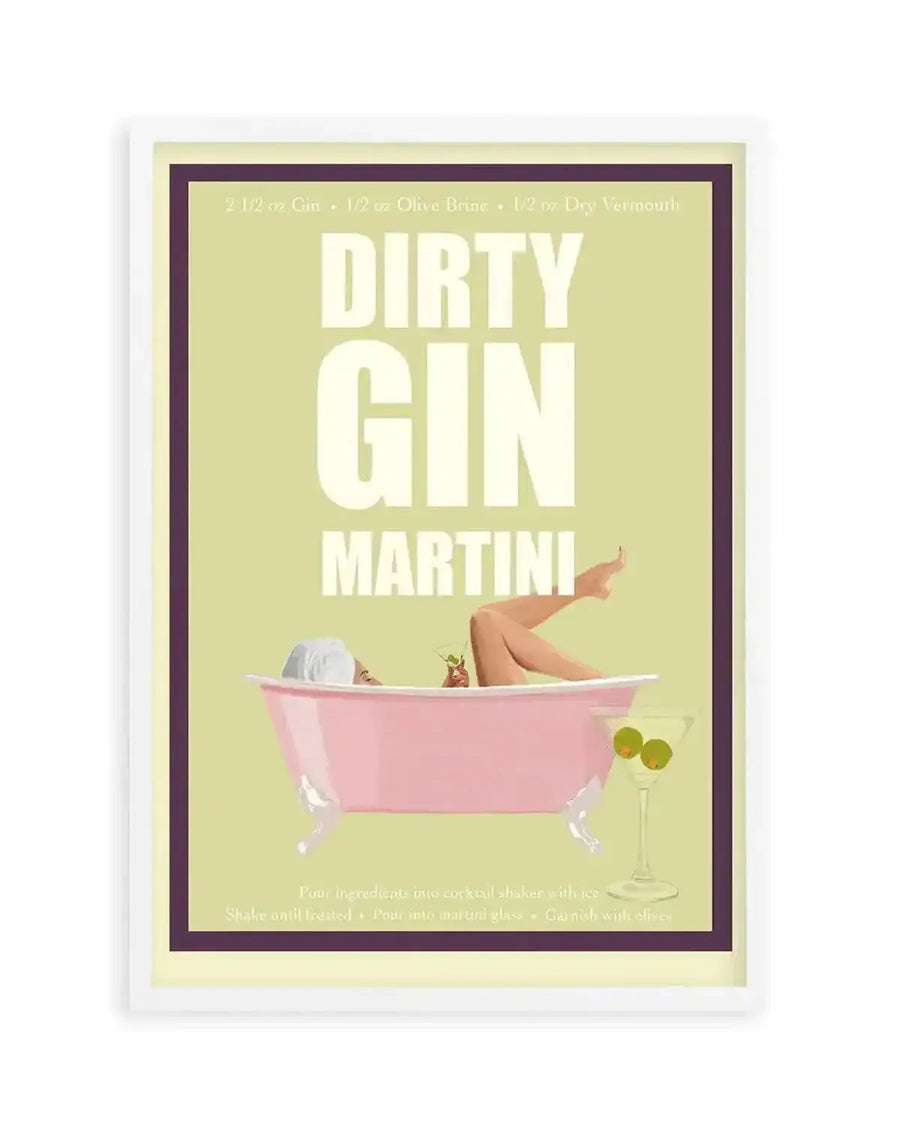 Dirty Gin Martini By Jenny Liz Rome Art Print green vintage art print