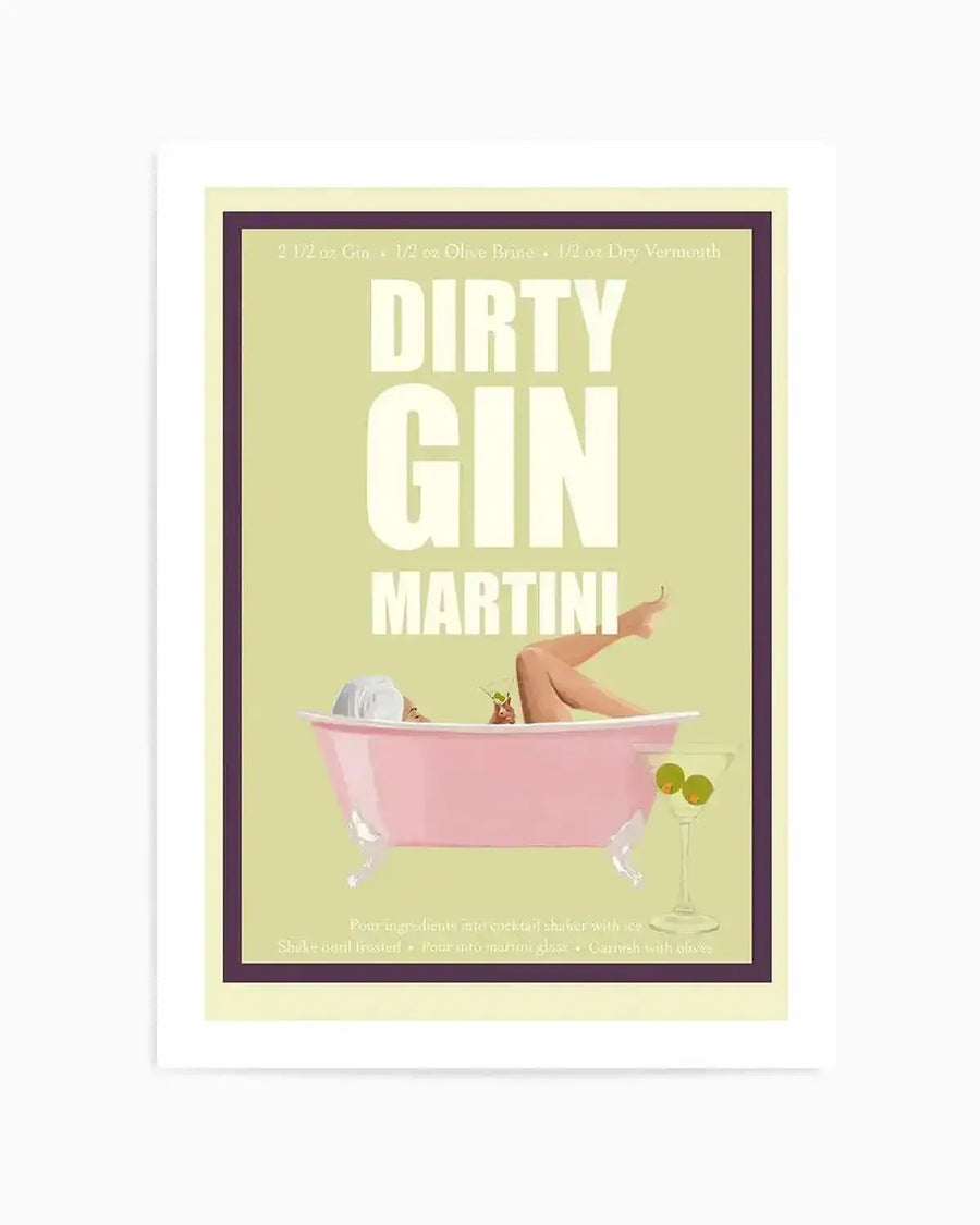 Dirty Gin Martini By Jenny Liz Rome Art Print green vintage art print