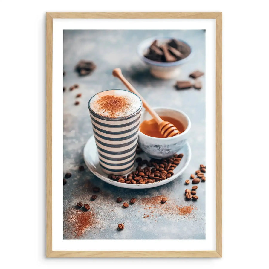 Dirty Chai Art Print-PRINT-Olive et Oriel-Olive et Oriel-A5 | 5.8" x 8.3" | 14.8 x 21cm-Oak-With White Border-Buy-Australian-Art-Prints-Online-with-Olive-et-Oriel-Your-Artwork-Specialists-Austrailia-Decorate-With-Coastal-Photo-Wall-Art-Prints-From-Our-Beach-House-Artwork-Collection-Fine-Poster-and-Framed-Artwork