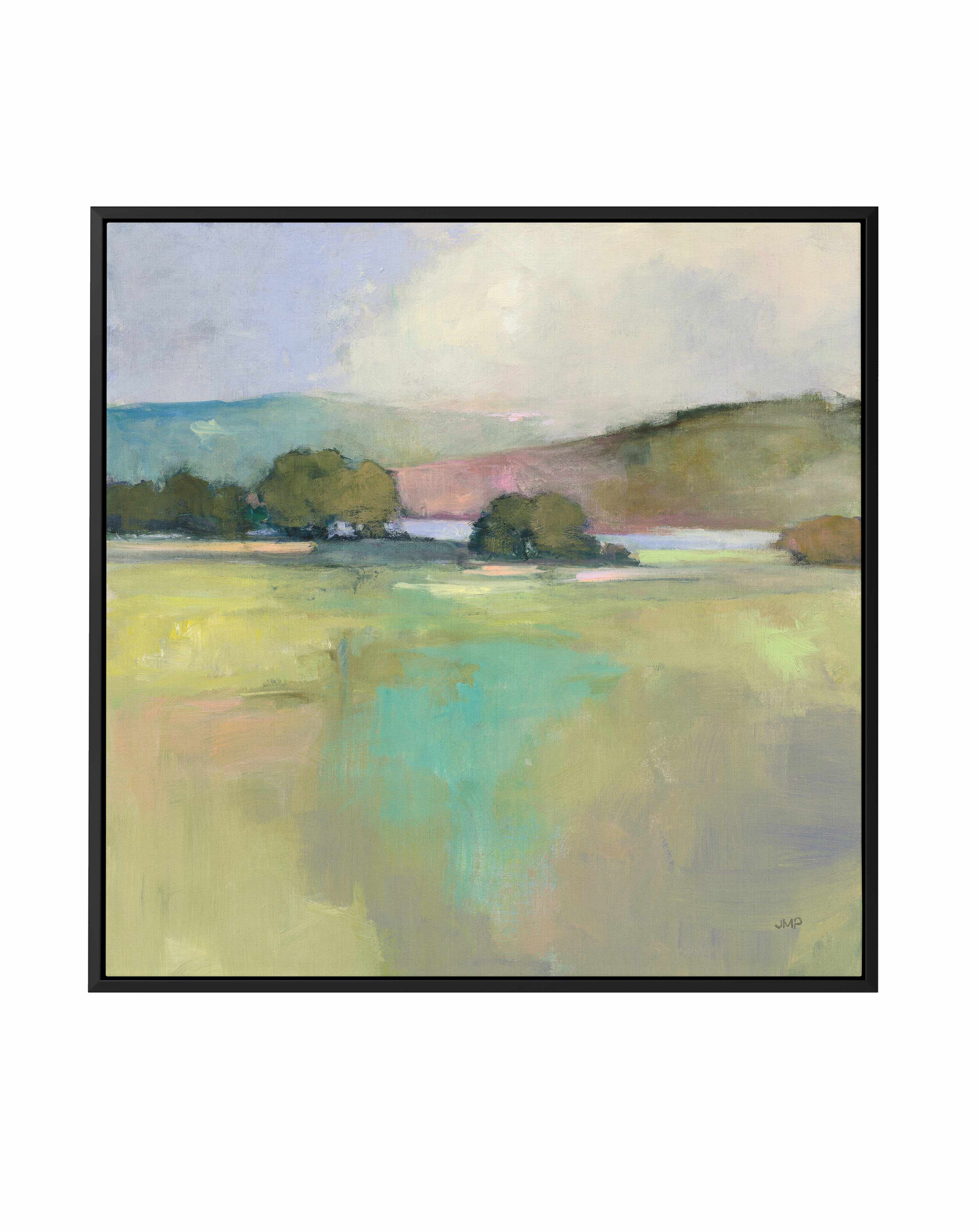 Distant Lake | Framed Canvas Art Print