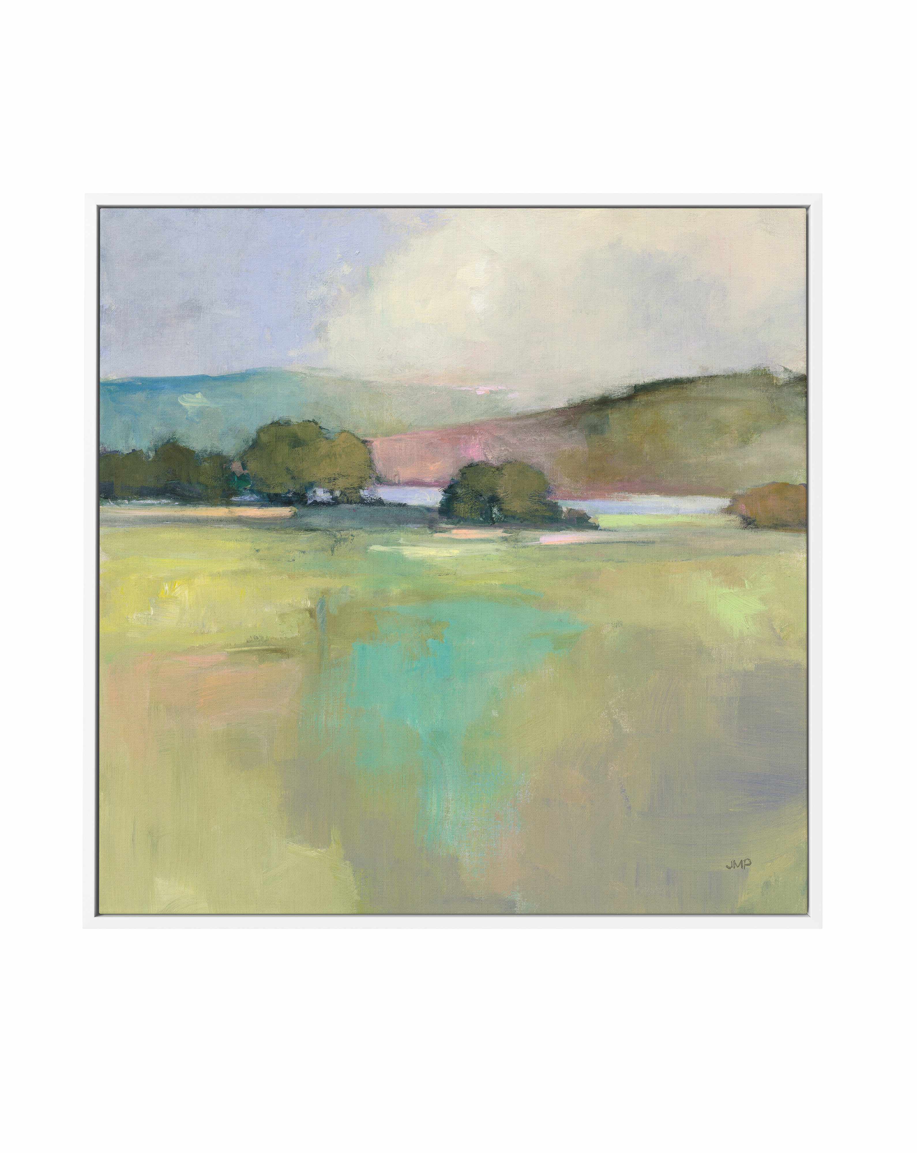 Distant Lake | Framed Canvas Art Print