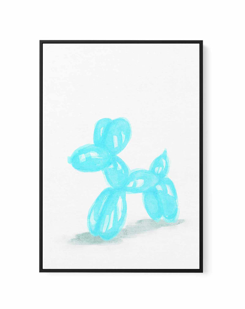 Don't Pop The Aqua Dog | Framed Canvas Art Print