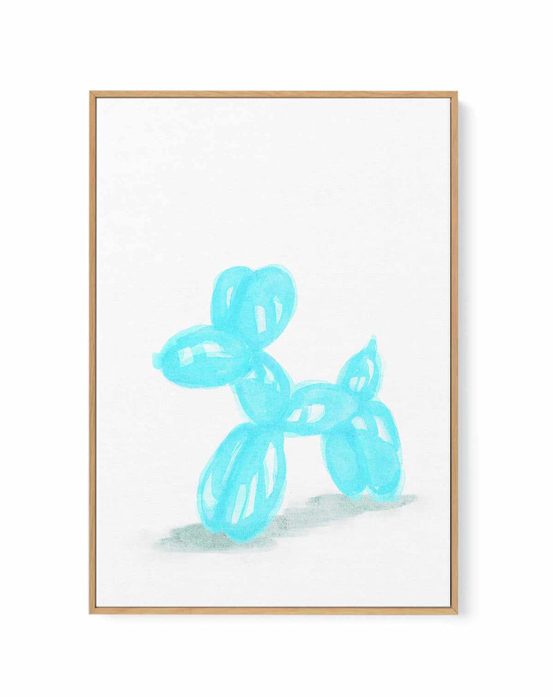 Don't Pop The Aqua Dog | Framed Canvas Art Print