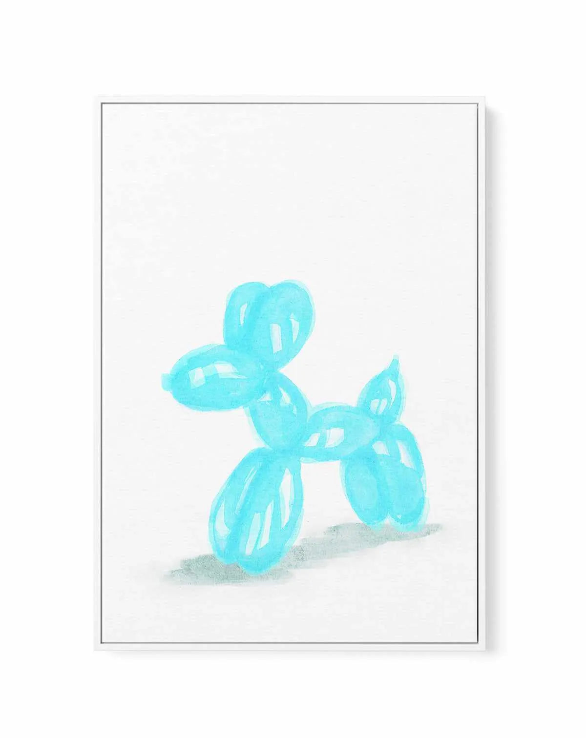 Don't Pop The Aqua Dog | Framed Canvas Art Print from Olive et Oriel where you can shop wallpaper and artworks online