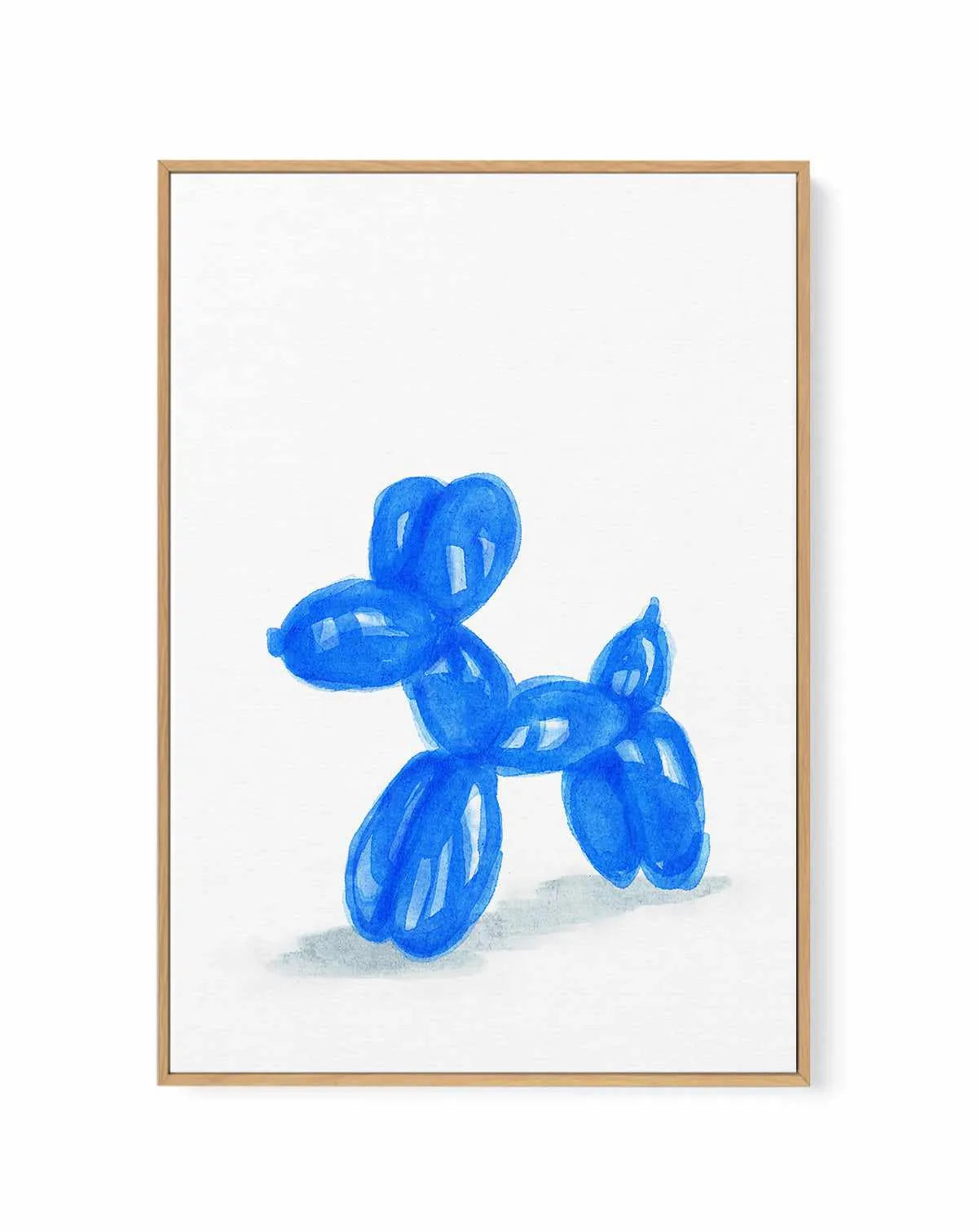 Don't Pop The Blue Dog | Framed Canvas Art Print from Olive et Oriel where you can shop wallpaper and artworks online