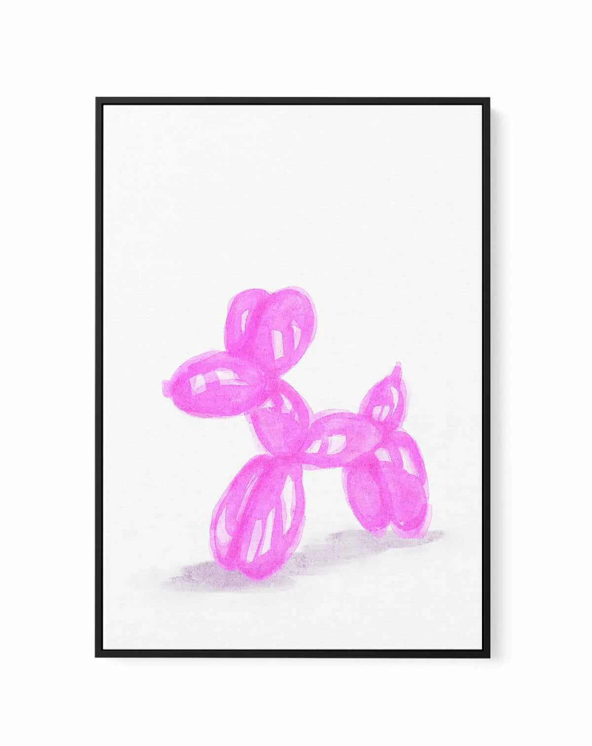 Don't Pop The Pink Dog | Framed Canvas Art Print from Olive et Oriel where you can shop wallpaper and artworks online