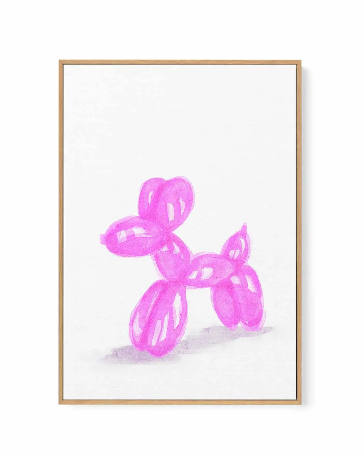 Don't Pop The Pink Dog | Framed Canvas Art Print from Olive et Oriel where you can shop wallpaper and artworks online