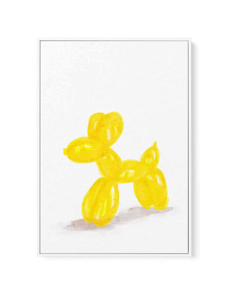 Don't Pop The Yellow Dog | Framed Canvas Art Print