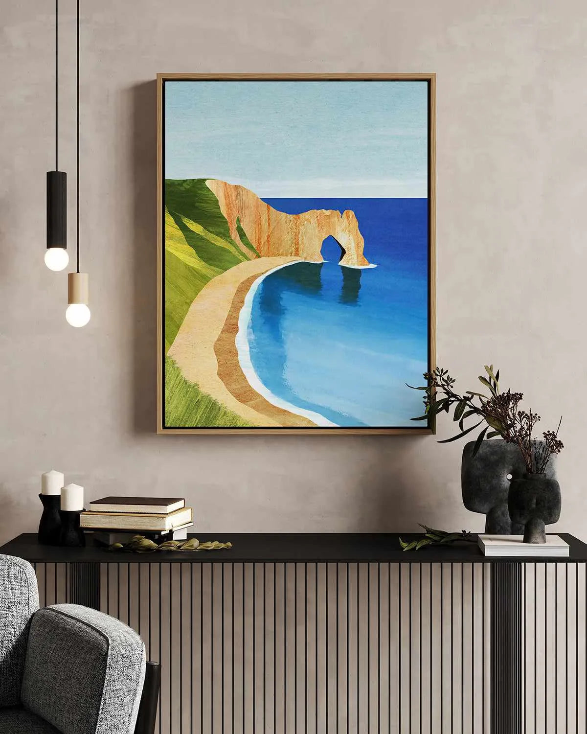 Dorset Beach by Henry Rivers | Framed Canvas Art Print from Olive et Oriel where you can shop wallpaper and artworks online