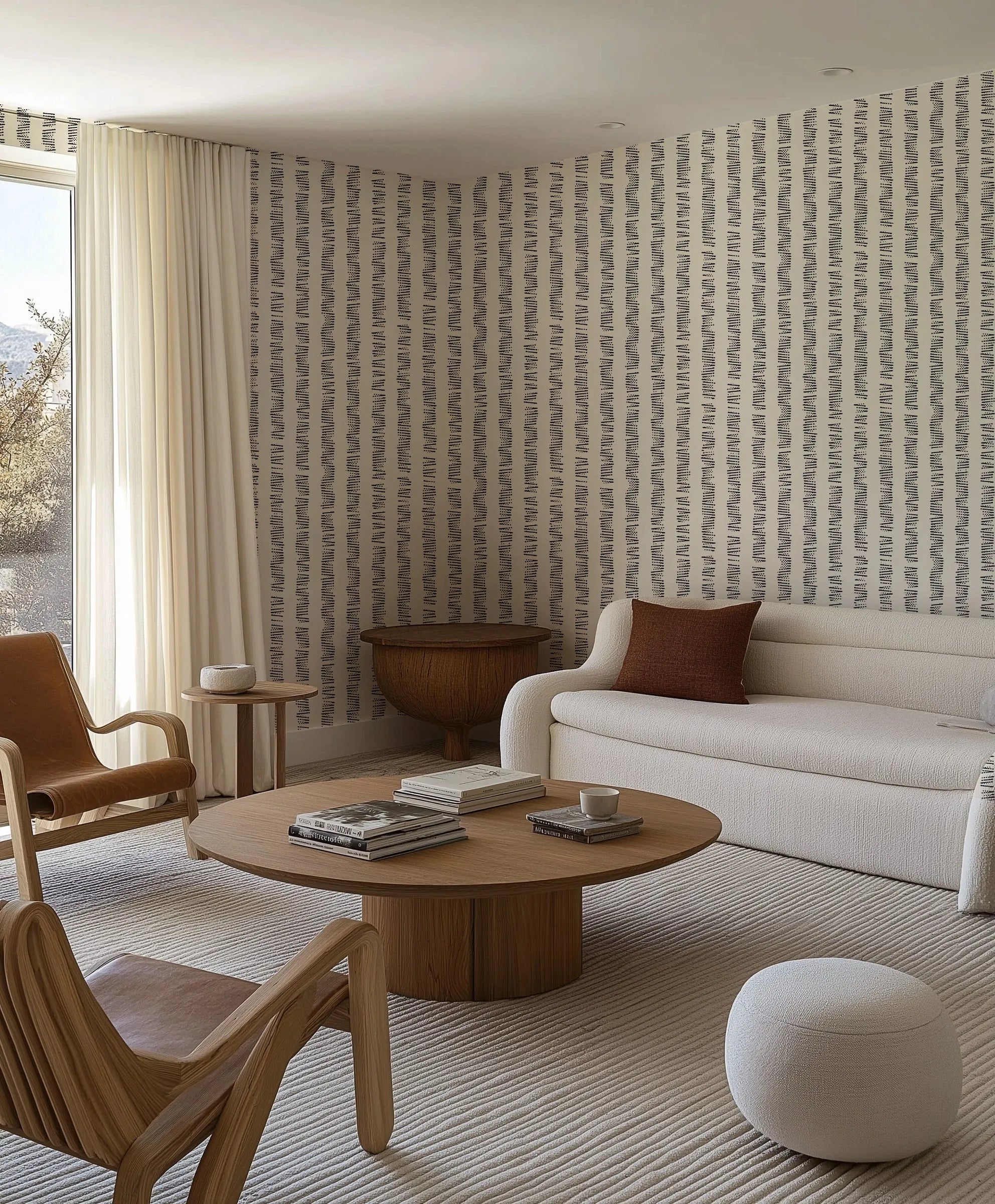 Dots n Dash Stripe Wallpaper | 2 Colour Options from Olive et Oriel where you can shop wallpaper and artworks online