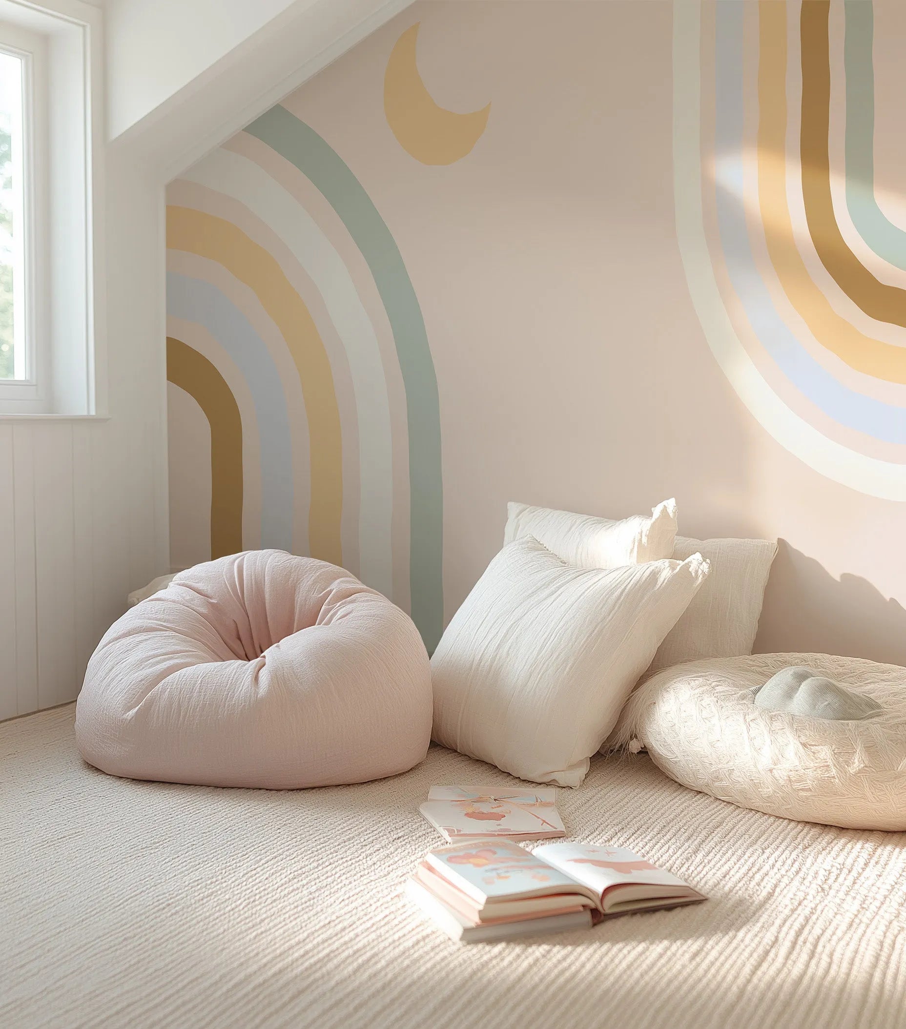 Double Rainbow Wallpaper Mural from Olive et Oriel where you can shop wallpaper and artworks online