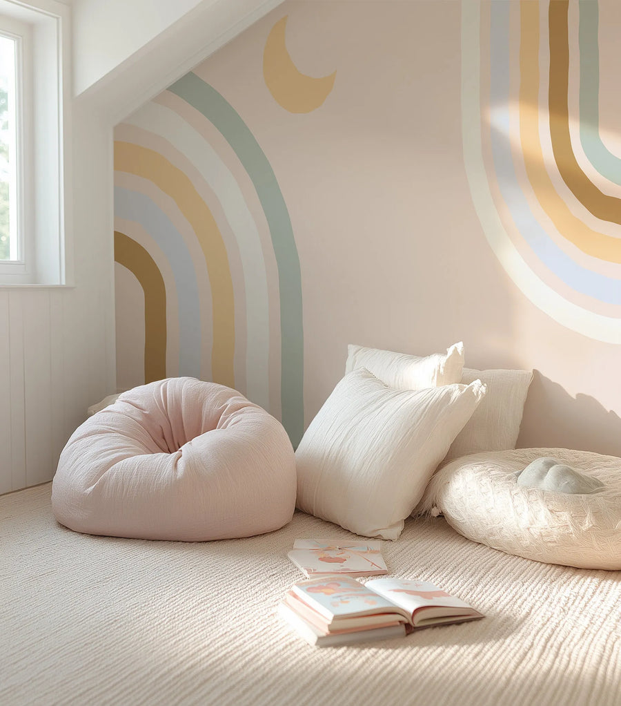 Double Rainbow Wallpaper Mural from Olive et Oriel where you can shop wallpaper and artworks online