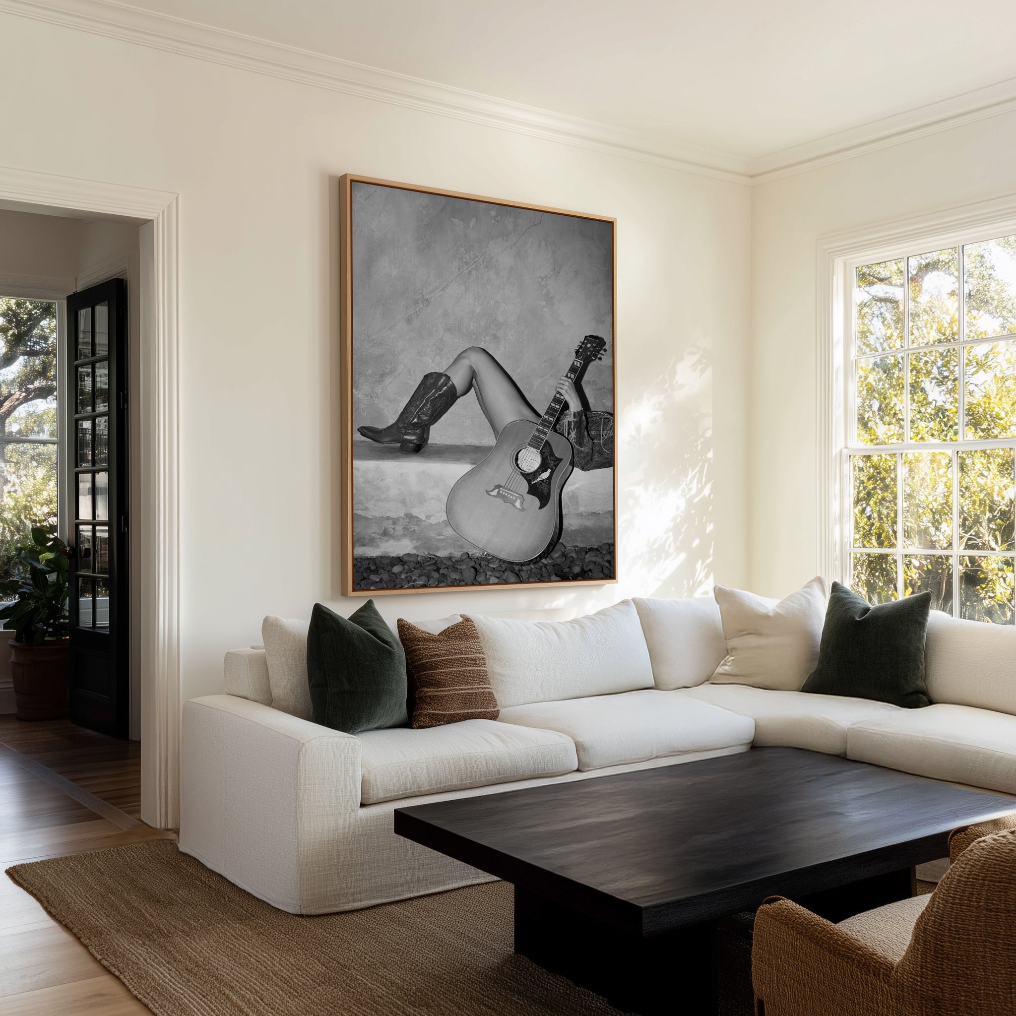 Dove Strings I B&W by Amy Hallam | Framed Canvas Art Print