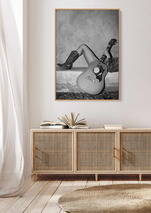 Dove Strings I B&W by Amy Hallam | Framed Canvas Art Print