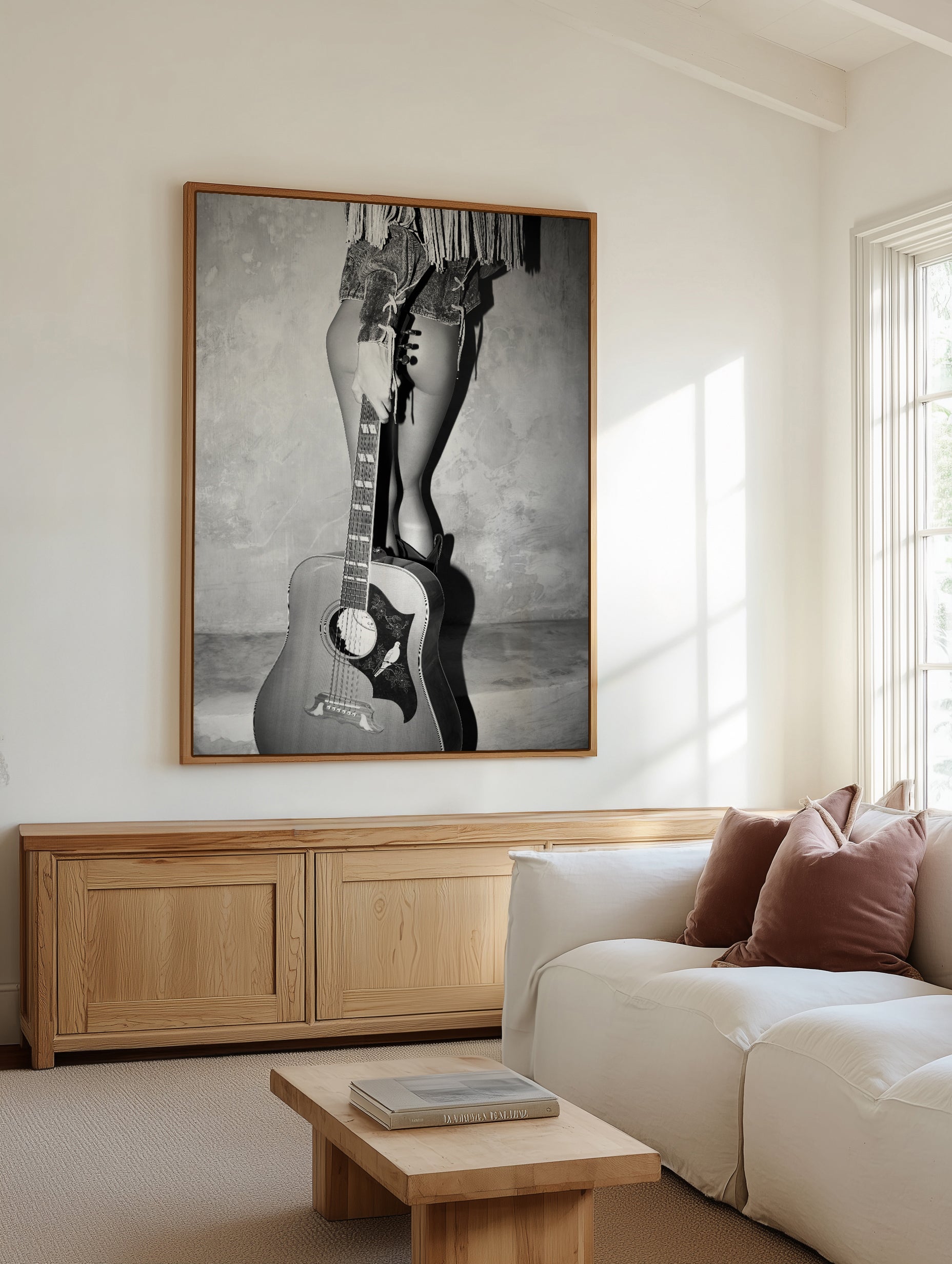 Dove Strings II B&W by Amy Hallam | Framed Canvas Art Print