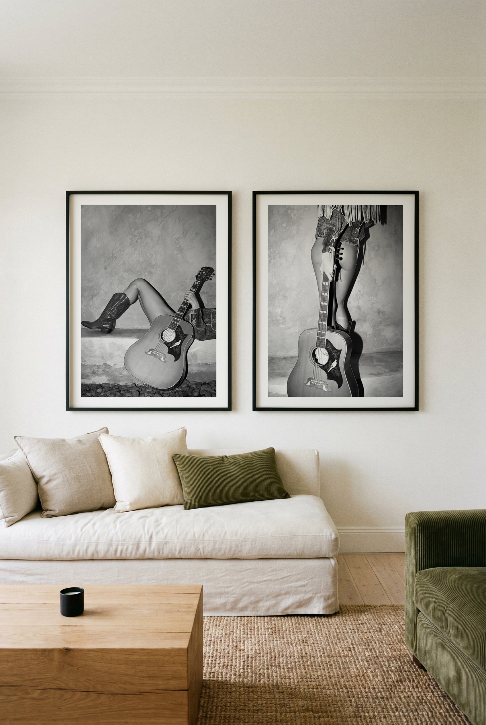 Dove Strings B&W I & II by Amy Hallam Art Print Set of 2 | Matching Wall Art