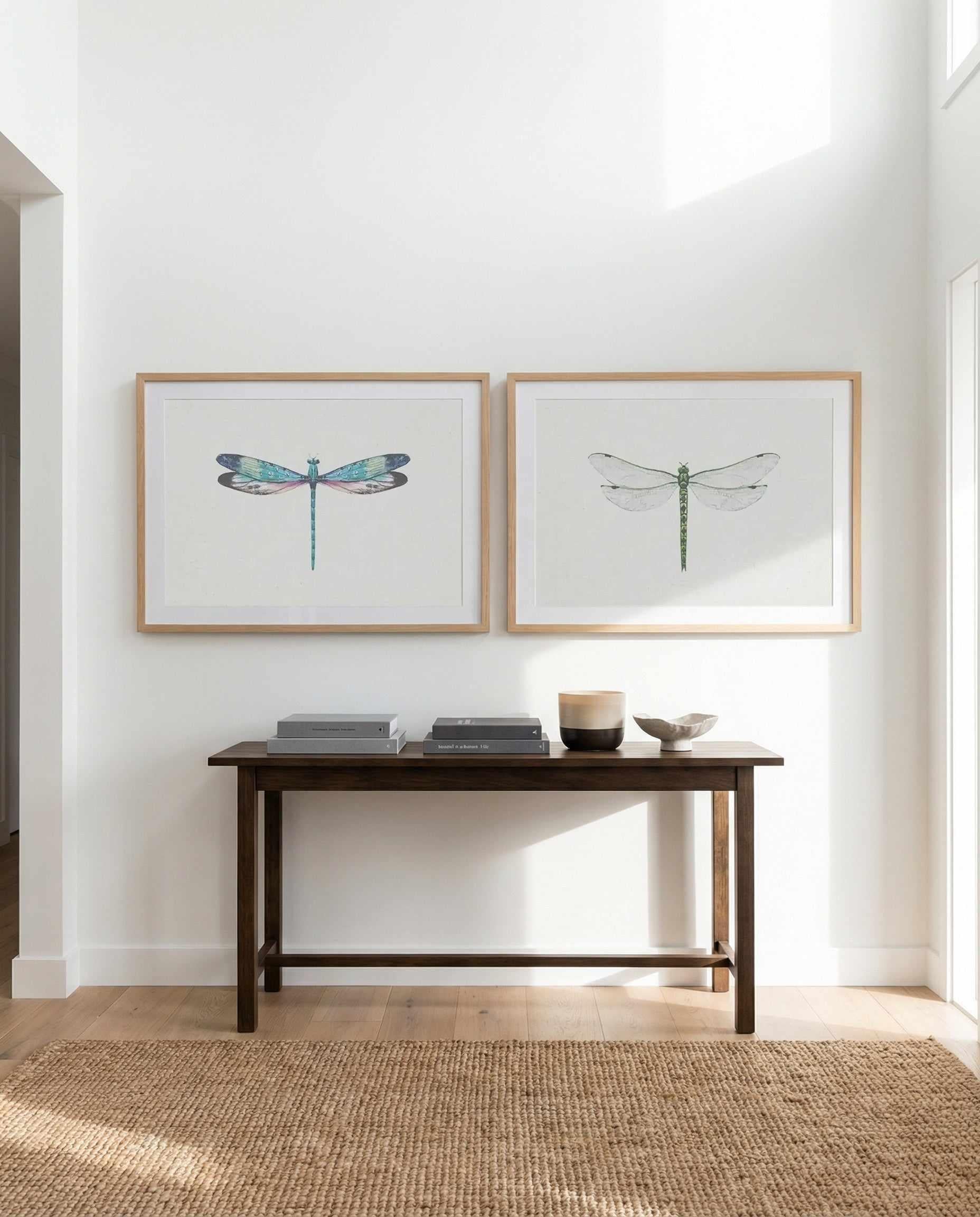 Dragonfly on Linen I & II Art Print Set of 2 | Matching Wall Art from Olive et Oriel where you can shop wallpaper and artworks online