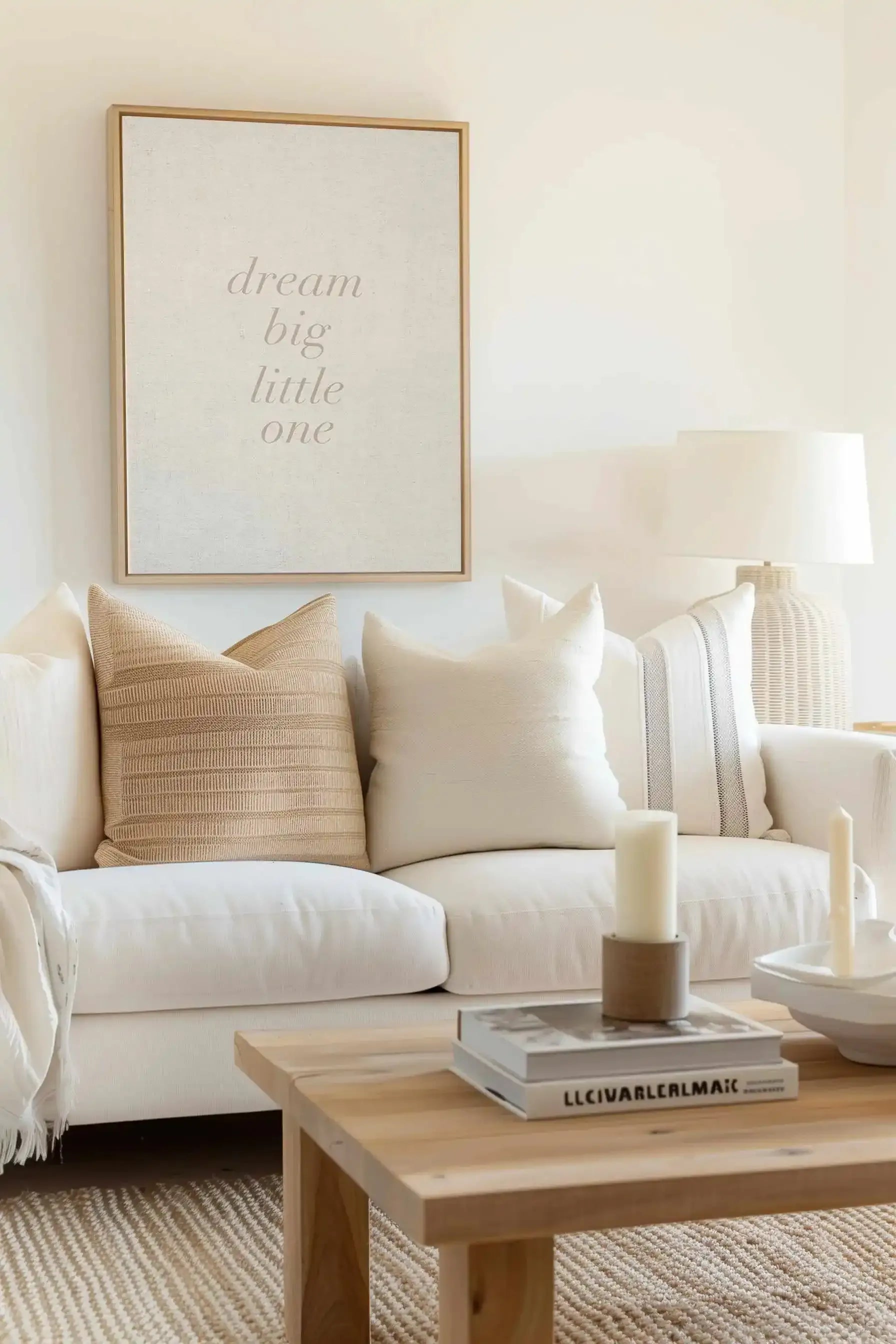 Dream Big Little One on Linen | 3 Colour Options | Framed Canvas Art Print from Olive et Oriel where you can shop wallpaper and artworks online