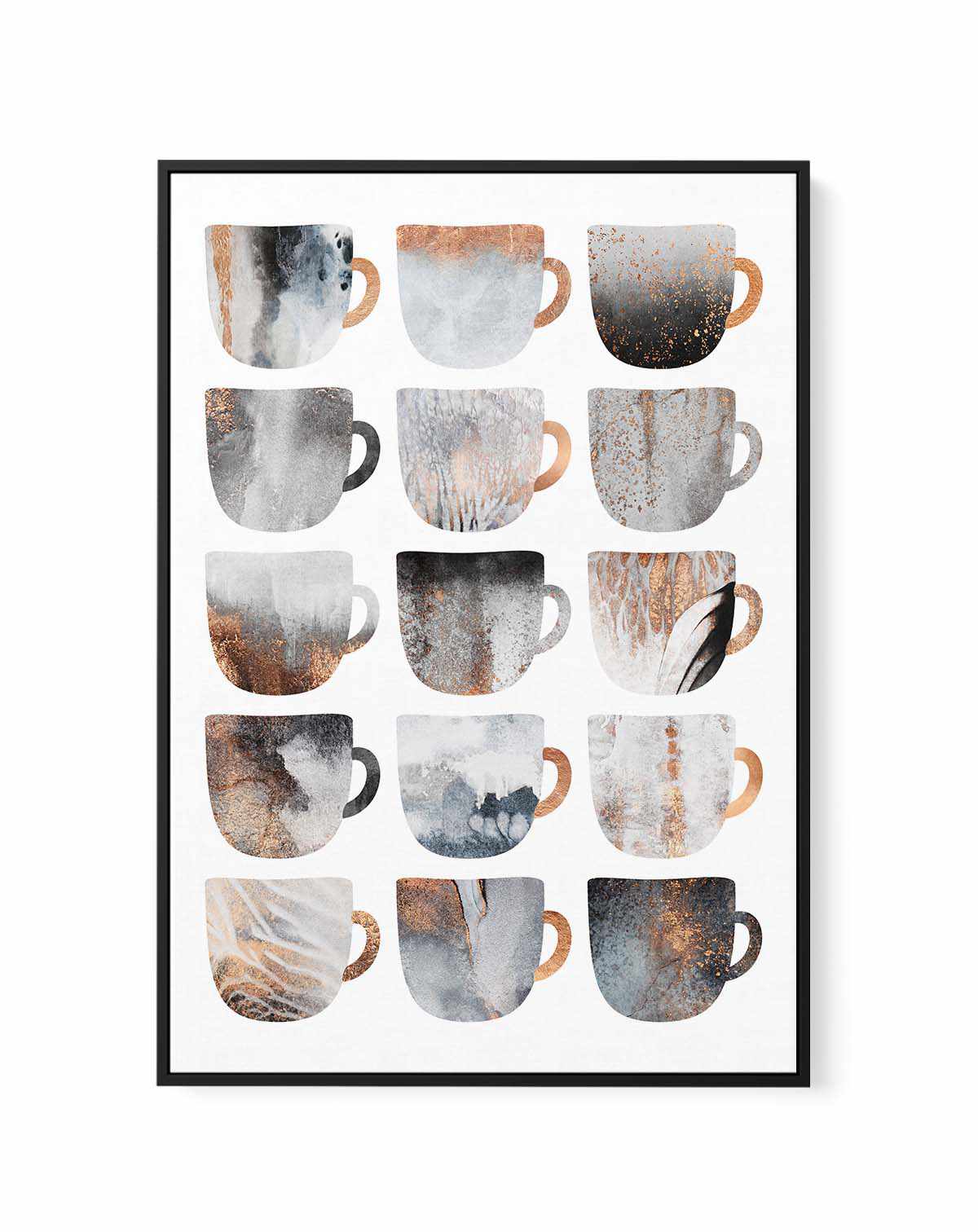 Dreamy Coffee Cups by Elisabeth Fredriksson | Framed Canvas Art Print