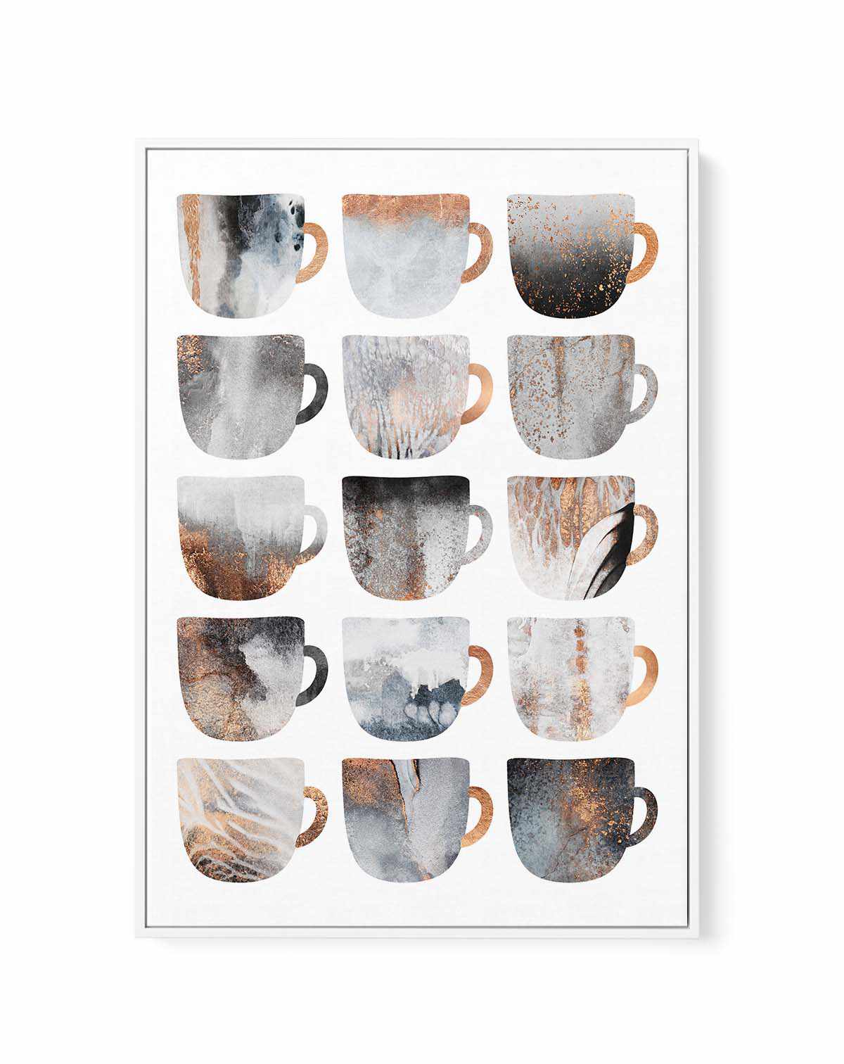 Dreamy Coffee Cups by Elisabeth Fredriksson | Framed Canvas Art Print