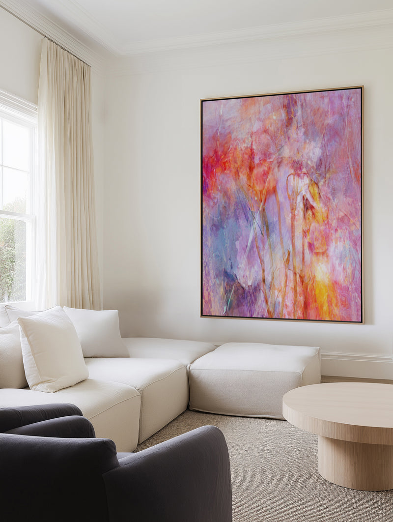 Dreamy Floral Abstract by Delphine Devos | Framed Canvas Art Print