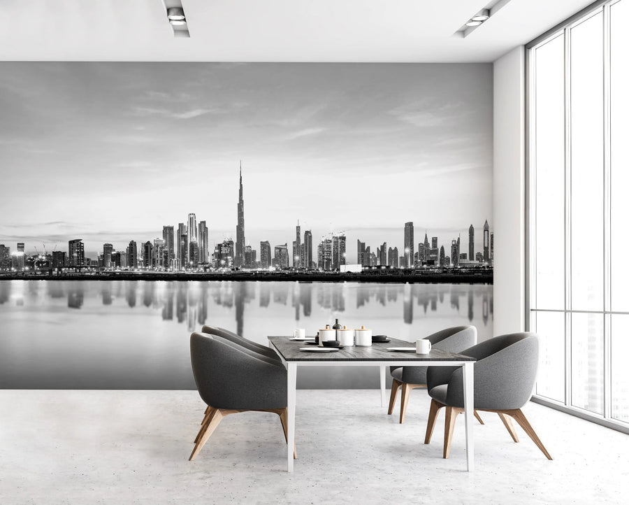 Dubai City Silhouette Photo Mural Wallpaper from Olive et Oriel where you can shop wallpaper and artworks online
