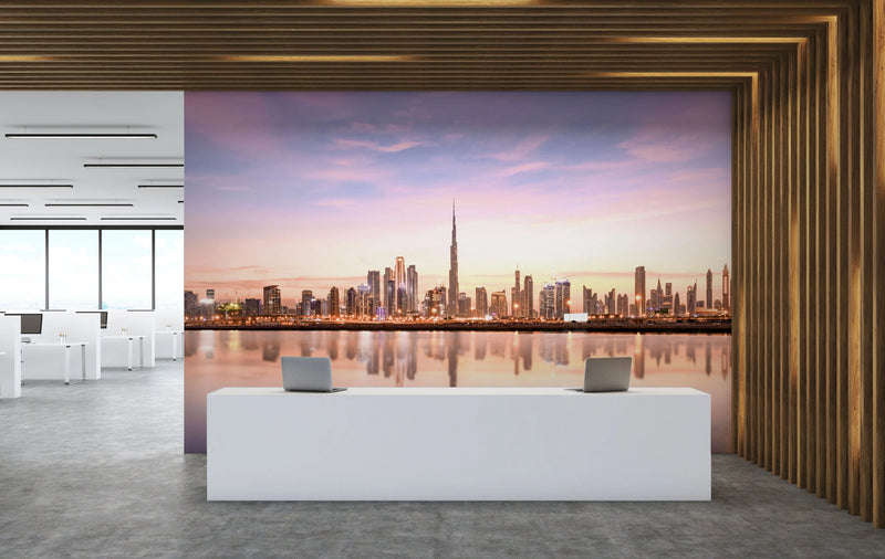 Dubai City Skyline Photo Mural Wallpaper from Olive et Oriel where you can shop wallpaper and artworks online