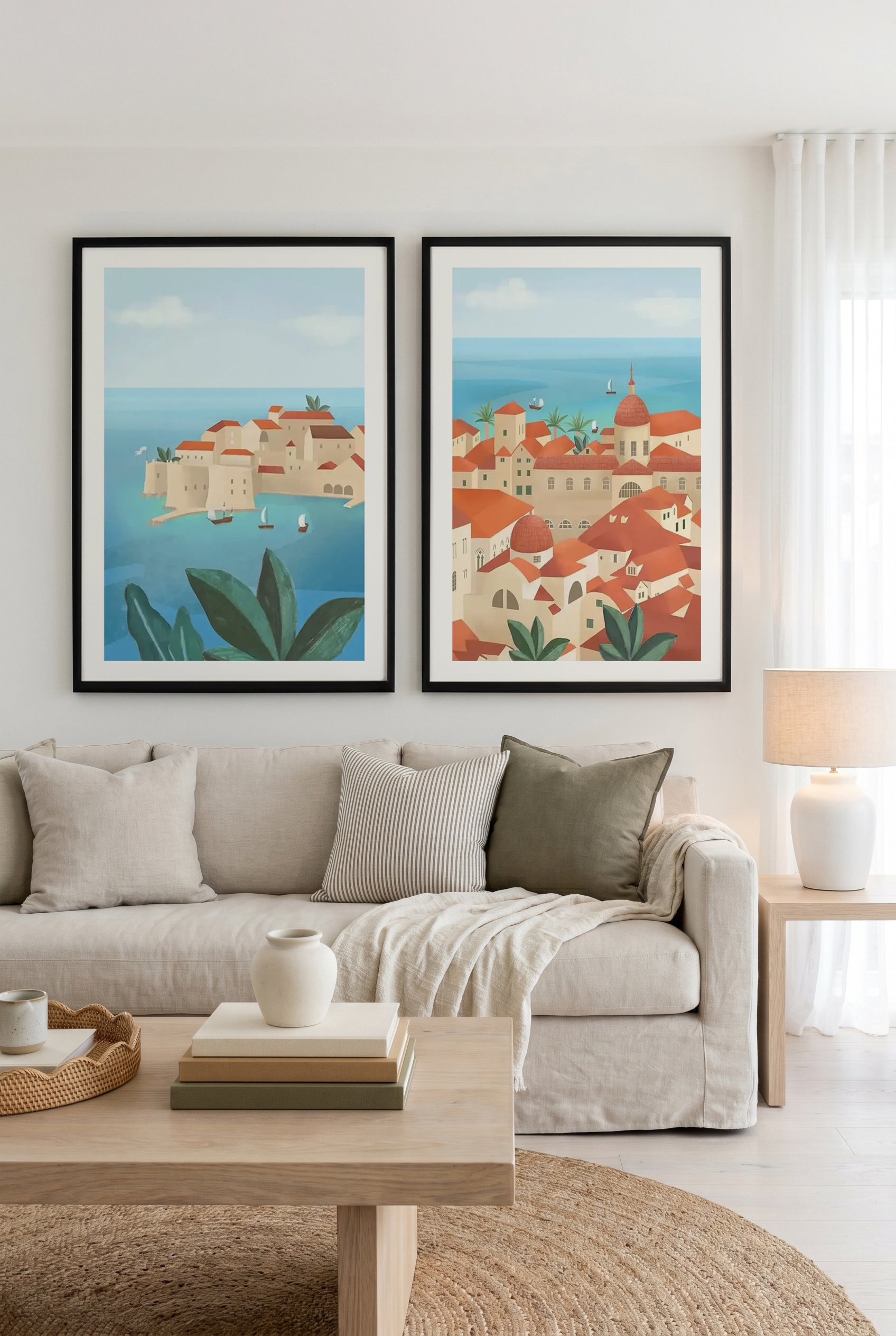 Dubrovnik City & Dubrovnik Old Town by Petra Lizde Art Print Set of 2 | Matching Wall Art