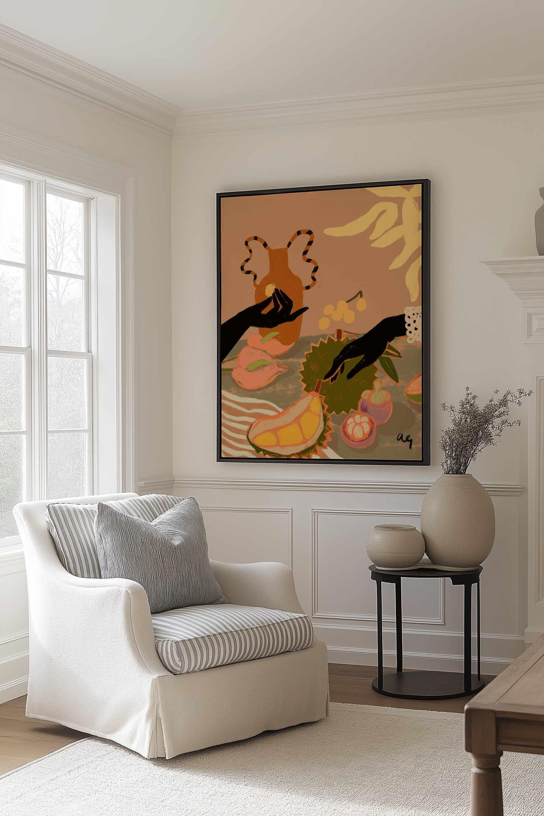 Durian Please by Arty Guava | Framed Canvas Art Print from Olive et Oriel where you can shop wallpaper and artworks online