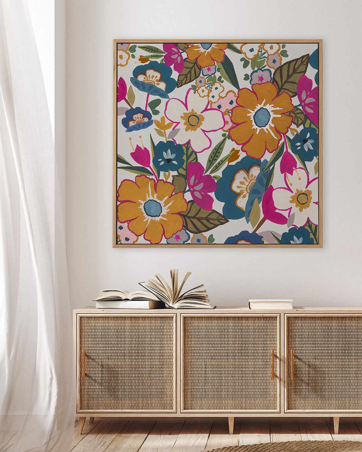 Dusk Flowers | Framed Canvas Art Print