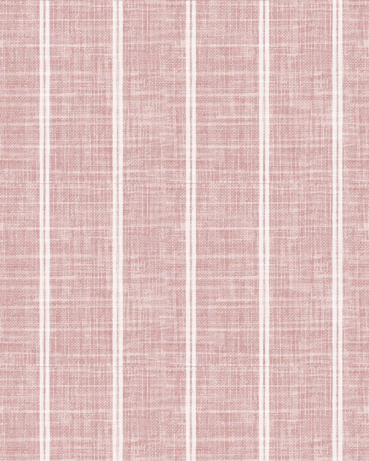 Linen Double Stripe in Dusty Rose Pink | Linen Texture Wallpaper