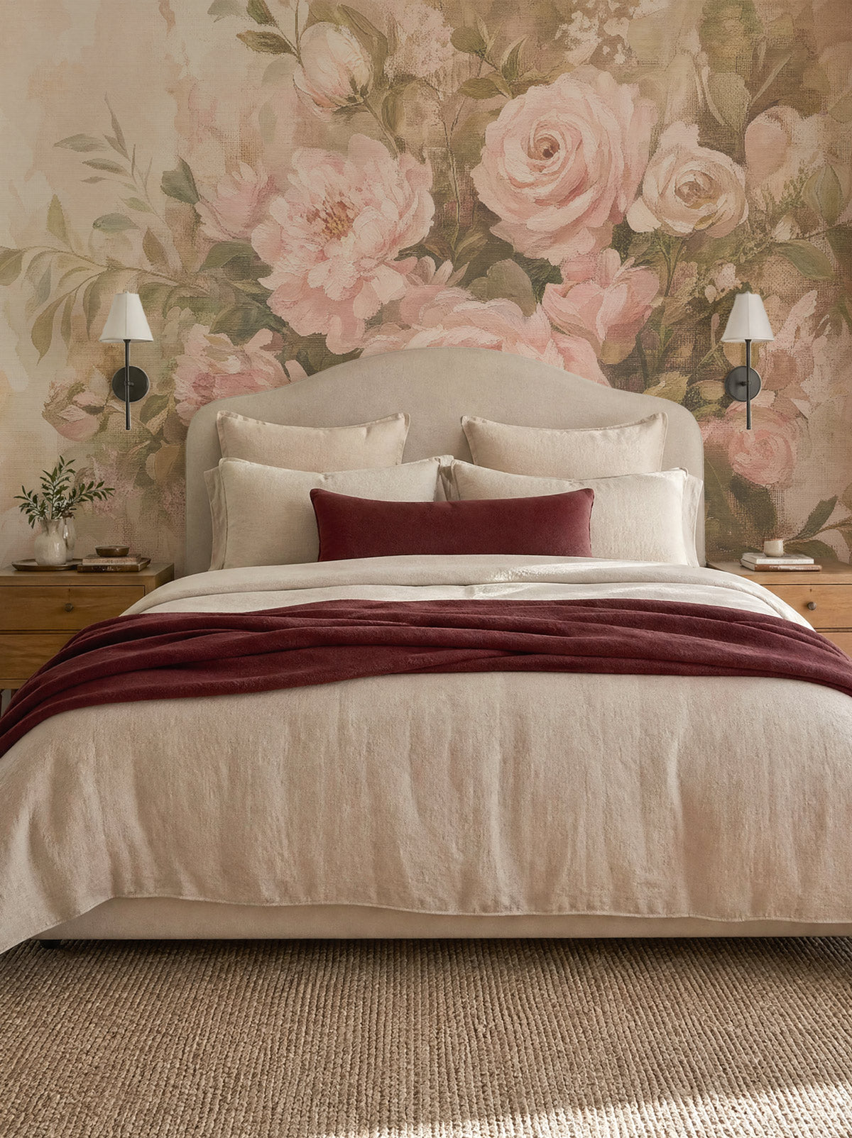 Dusty Rose Garden Mural Wallpaper